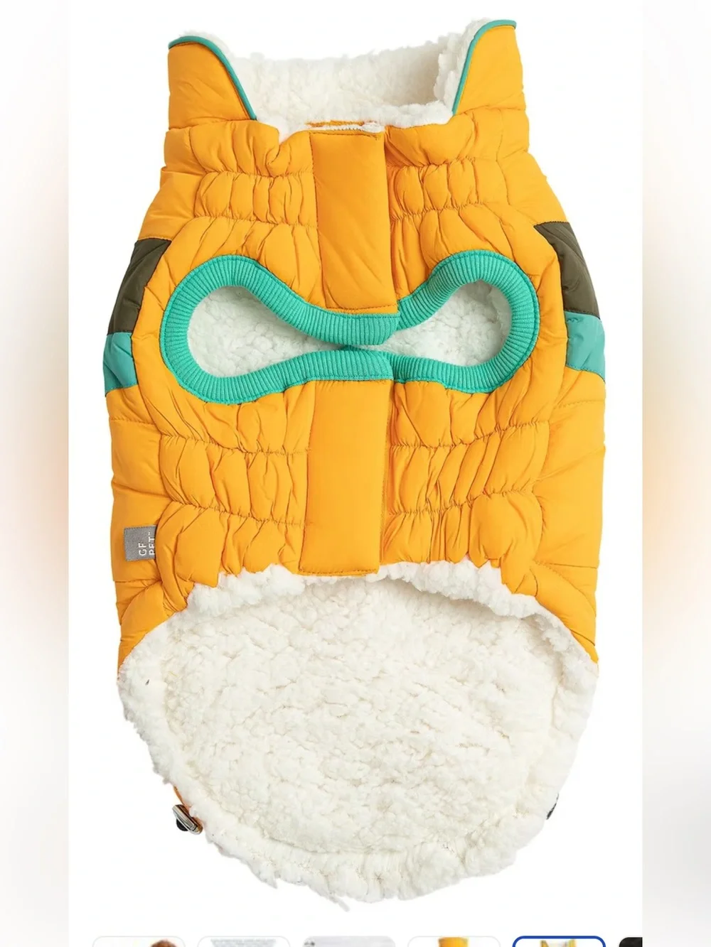NWT GF Pet Alpine Puffer Dog Coat Yellow XXS